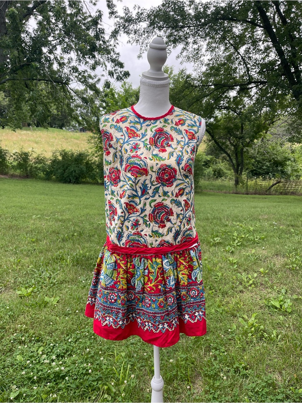 Vintage 1960s/1970s Sears 2-in-1 Romper Playsuit & Removable Skirt Set - Size 10